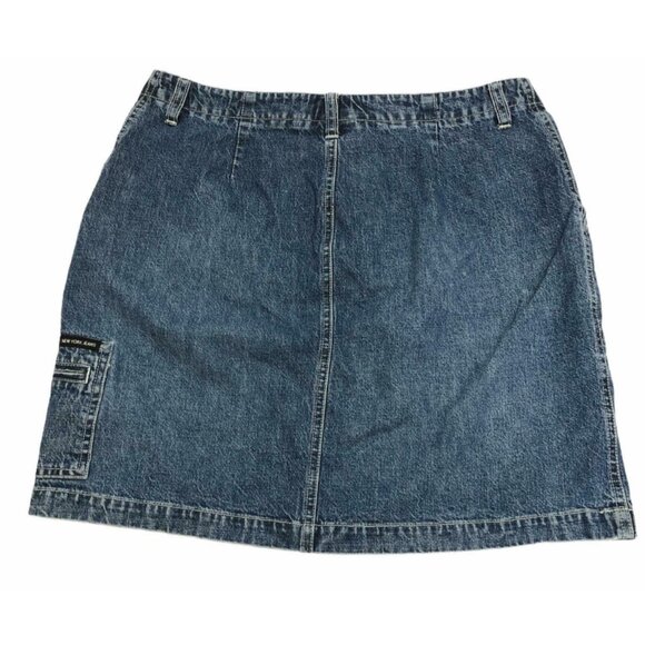 New York Jeans Co Jean Skirt Denim Blue Cargo Womens 12 Midi Above Knee - Picture 2 of 6
